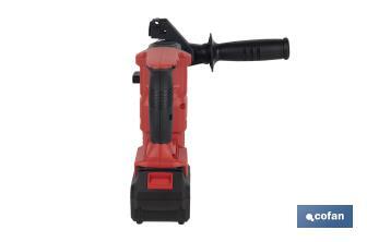 Martillo perforador SDS Plus sin escobillas multifunción | Taladra, percute y cincela | Incluye: maletín con accesorios, portabrocas automático con adaptador SDS PLUS, batería Li-Ion de 20 V y cargador - Cofan