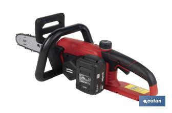 Motosierra a batería sin escobillas con espada de 10" | Engrase automático | Incluye batería Li-Ion 20 V 4,0 Ah y cargador - Cofan