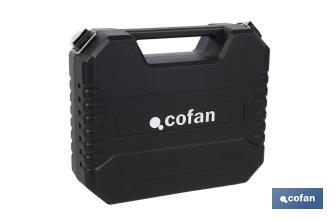Taladro atornillador a batería | 19+ 1 posiciones de apriete | Batería Li-ion 12 V 2.0 Ah | Dos velocidades | Maletín incluido - Cofan