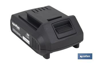 Batería de litio Li-ion de 20V y 2.0 Ah | Adecuada para herramientas eléctricas Cofan | Protección electrónica integral - Cofan