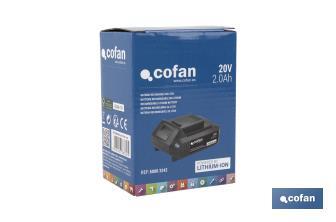 Batería de litio Li-ion de 20V y 2.0 Ah | Adecuada para herramientas eléctricas Cofan | Protección electrónica integral - Cofan