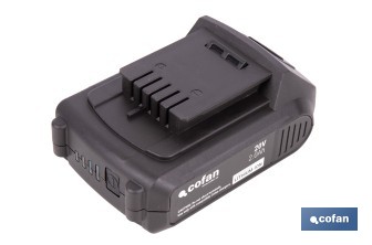 Pack de cargador 20 V 2.4 A + Batería 20 V 2.0 Ah Li-Ion | Compatible con sistema 1 for All | Protección contra sobrecarga y larga duración - Cofan