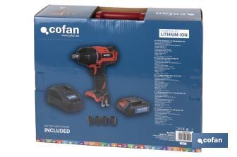 Pistola de impacto 1/2" a Batería | Batería de 20V + Cargador incluidos - Cofan