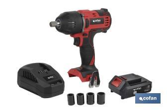 Pistola de impacto 1/2" a Batería | Batería de 20V + Cargador incluidos - Cofan