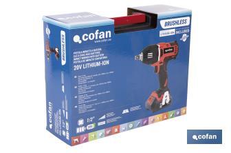 Pistola de impacto 1/2" a Batería | Batería de 20V + Cargador incluidos - Cofan