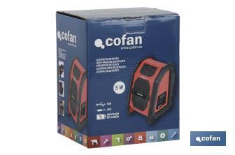 Haut-parleur Bluetooth à Batterie | 2x2,5W | 18 V | Avec Port USB - Cofan