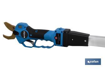 Kit of cordless pruning shears with extensible pole | Pole available in two different sizes: 130cm or 190cm - Cofan