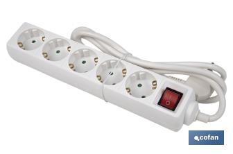 Power strip with 5 outlets | Cable of 1.4m in length | Power switch - Cofan