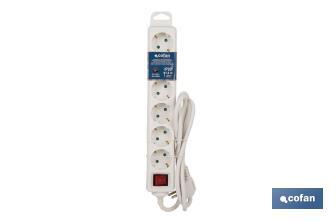 Base múltiple bipolar de 6 tomas para enchufes | Cable de 1,4 m | Interruptor de encendido - Cofan