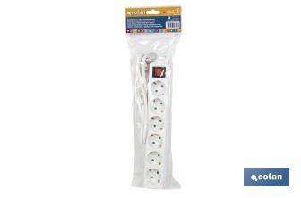 Power strip with 6 outlets | Cable of 1.4m in length | Power switch - Cofan