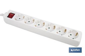 Power strip with 6 outlets | Cable of 1.4m in length | Power switch - Cofan