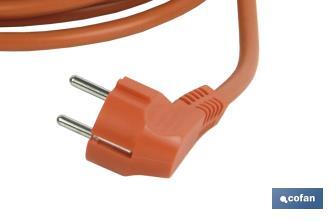 Prolongador de cable bipolar IP 44 | Con toma de tierra lateral | Cable de 10 y 25 metros color naranja - Cofan