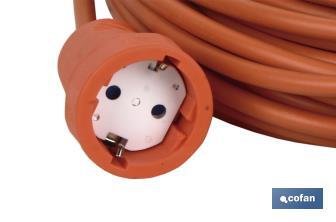 Prolongateur de câble bipolaire IP 44 | Avec prise de terre latérale | Câble de 10 et 25 mètres de couleur orange - Cofan