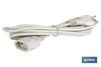 Prolongador de cable bipolar | Apto para enchufe de tipo espiga | Cable de 3 y 5 metros color blanco - Cofan