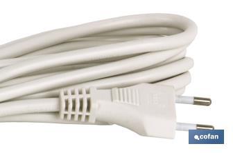 Prolongador de cable bipolar | Apto para enchufe de tipo espiga | Cable de 3 y 5 metros color blanco - Cofan