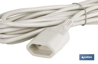 Prolongador de cable bipolar | Apto para enchufe de tipo espiga | Cable de 3 y 5 metros color blanco - Cofan