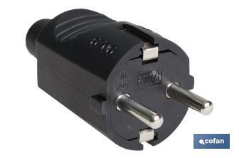 Rubber Two-Pole Schuko Plug | 16A - 250V | Black - Cofan