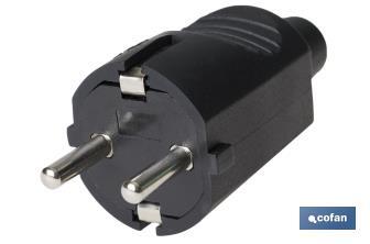 Rubber Two-Pole Schuko Plug | 16A - 250V | Black - Cofan