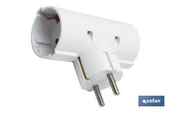 Adaptador doble Schuko 2P+T | Color Blanco | 16 A - 250 V - Cofan