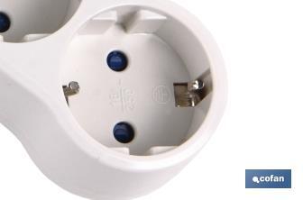 Three-way front Schuko socket adapter with switch | White | 16A - 250V - Cofan