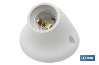 Portalampada termoplastico E-27 da superficie | Base curva | Colore: bianco - Cofan