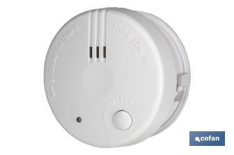 Detector de humos con alarma de sonido | Tamaño mini Ø70 mm | Incluye pilas - Cofan