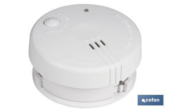 Detector de humos con alarma de sonido | Tamaño mini Ø70 mm | Incluye pilas - Cofan