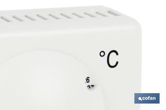 Termostato del riscaldamento analogico | Regolazione della temperatura manuale | Dimensioni: 100 x 80 x 40 mm - Cofan