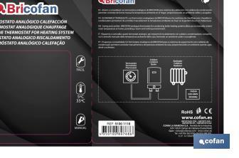 Termostato del riscaldamento analogico | Regolazione della temperatura manuale | Dimensioni: 100 x 80 x 40 mm - Cofan