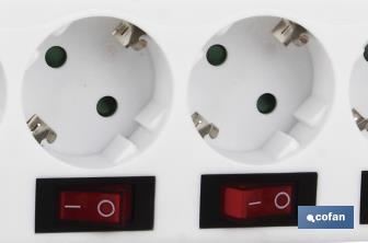 6-socket power strip | It includes illuminated on/off switch | Cable length: 1.5 metres - Cofan