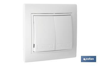 Flush mounted double light switch | Pacific Model | 10A - 250V | White - Cofan