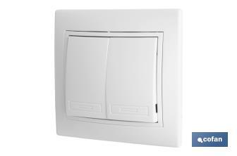 Flush mounted double light switch | Pacific Model | 10A - 250V | White - Cofan