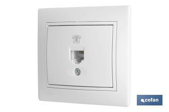 Flush mounted RJ11 telephone socket | Pacific Model | White - Cofan