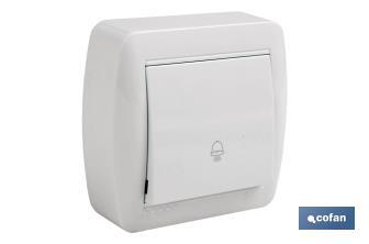 Pulsador de Campana de superficie | Modelo Atlantis | Color blanco | 10 A - 250 V - Cofan