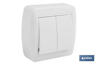 Interruttore doppio da superficie | Modello Atlantis | Colore: bianco | 10 A - 250 V - Cofan