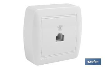 Base para Telefone RJ11 de superficie | Modelo Atlantis | Cor Branco | 10 A - 250 V - Cofan