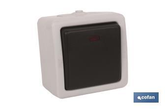 Interruttore-deviatore a tenuta stagna IP44 | Per esterni | 10 A - 250 V | Colore: grigio - Cofan