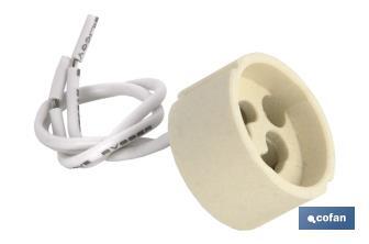 Portalampada di ceramica con boccola e cavo | Per lampade di tipo GU10 o GZ10 | 2 A - 250 V~ - Cofan