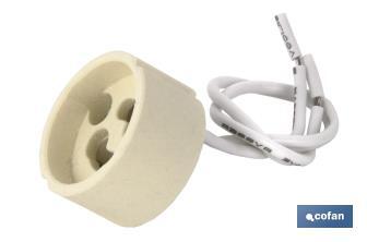 Portalampada di ceramica con boccola e cavo | Per lampade di tipo GU10 o GZ10 | 2 A - 250 V~ - Cofan