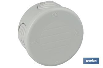 Caja estanca de conexión | Medidas de diámetro Ø 70 x 35 mm con conos | Color gris - Cofan