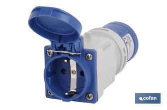 Adaptador industrial clavija-base | Grado de protección IP 44 | Clavija-base Schuko 2 P + T | 16 A - Cofan