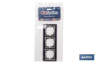 Flush mounted switch surround | for 3 gangs | White and black - Cofan