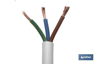 Rollo Cable Eléctrico de 100 m | PVC H05VV-F | Sección 3 x 1 mm2 | Color Blanco - Cofan