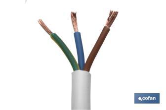 Rollo Cable Eléctrico de 100 m | PVC H05VV-F | Sección 3 x 1,5 mm2 | Color Blanco - Cofan