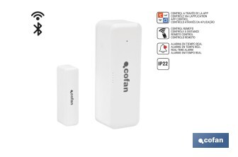 Sensor inteligente para puertas y ventanas | Conexión WiFi y Bluetooth | Funciona con aplicación Smart Life o Tuya | Compatible con Alexa y Google | Protección antirrobo - Cofan