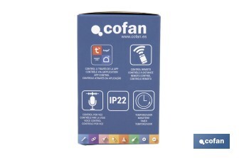 Enchufe inteligente con conexión WiFi y Bluetooth | Aplicación Smart Life o Tuya | Compatible con Alexa y Google | Control remoto | Con protección infantil - Cofan