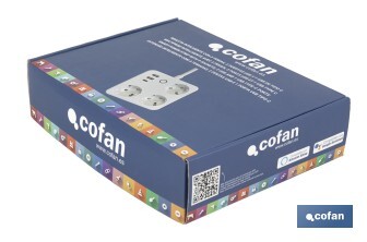 Regleta inteligente WiFi con 3 tomas + 2 puertos USB + 1 puerto USB-C | Conectividad WiFi y Bluetooth | Aplicación: Smart Life o Tuya | Control remoto de dispositivos | Compatible con Alexa y Google - Cofan