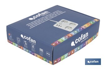 Regleta inteligente WiFi con 3 tomas + 2 puertos USB + 1 puerto USB-C | Conectividad WiFi y Bluetooth | Aplicación: Smart Life o Tuya | Control remoto de dispositivos | Compatible con Alexa y Google - Cofan