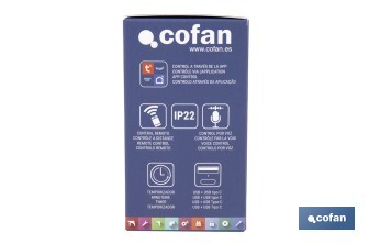 Base de enchufe inteligente con USB y tipo C | Conexión WiFi y Bluetooth | Aplicación: Smart Life o Tuya | Compatible con Alexa y Google | Control remoto, temporizador y protección infantil - Cofan