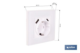 Base de tomada inteligente com USB e tipo C | Ligação WiFi e Bluetooth | Aplicação: Smart Life ou Tuya | Compatível com Alexa e Google | Controlo remoto, temporizador e segurança para crianças - Cofan